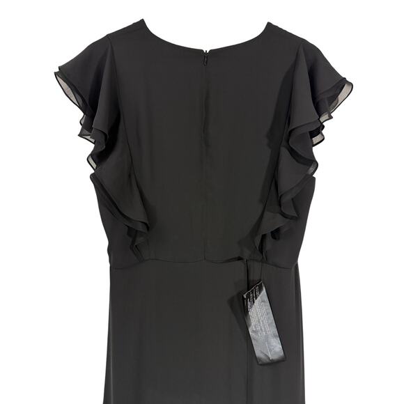 NWT BCBGMaxAzria Callie Flutter-Sleeve Chiffon Gown Formal Evening Dress Size 12 - Picture 9 of 16